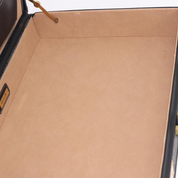Christian Dior Honeycomb Canvas Trunk PVC Black Gold Auth 197631A