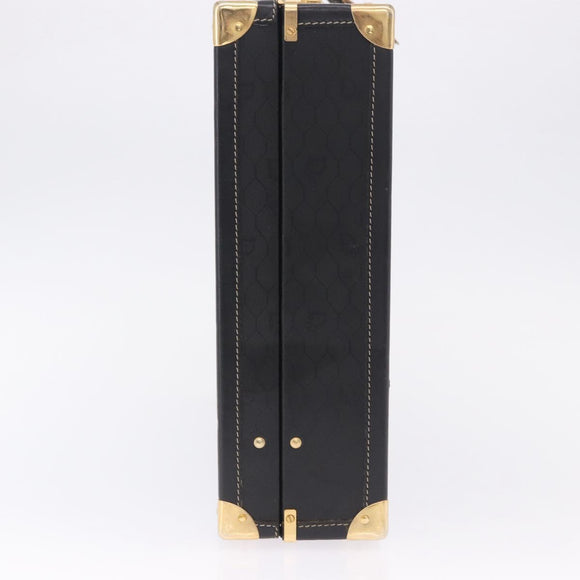 Christian Dior Honeycomb Canvas Trunk PVC Black Gold Auth 197631A