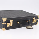 Christian Dior Honeycomb Canvas Trunk PVC Black Gold Auth 197631A-7