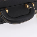 Christian Dior Honeycomb Canvas Trunk PVC Black Gold Auth 197631A-8