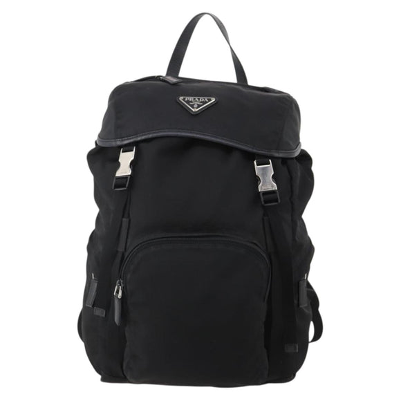 PRADA Backpack Nylon Black Silver Auth 197634