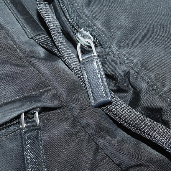 PRADA Backpack Nylon Black Silver Auth 197634