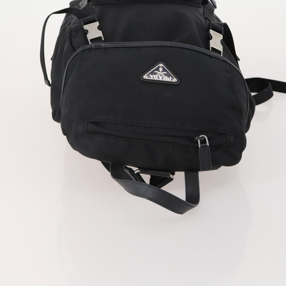 PRADA Backpack Nylon Black Silver Auth 197634