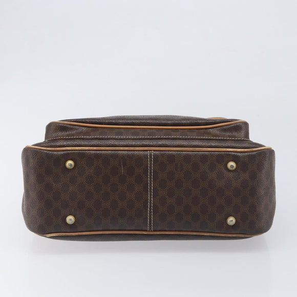 CELINE Macadam Canvas Hand Bag PVC Leather Brown Gold Auth 197642