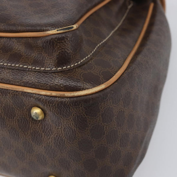 CELINE Macadam Canvas Hand Bag PVC Leather Brown Gold Auth 197642