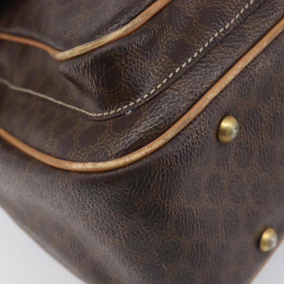 CELINE Macadam Canvas Hand Bag PVC Leather Brown Gold Auth 197642