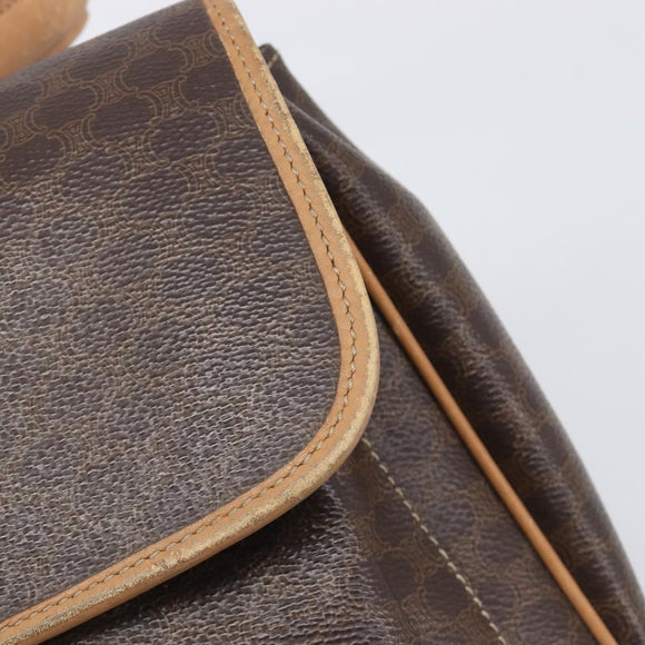 CELINE Macadam Canvas Hand Bag PVC Leather Brown Gold Auth 197642