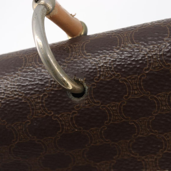 CELINE Macadam Canvas Hand Bag PVC Leather Brown Gold Auth 197642