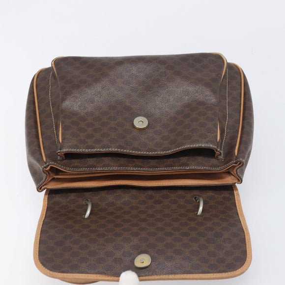 CELINE Macadam Canvas Hand Bag PVC Leather Brown Gold Auth 197642