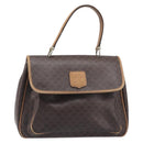 CELINE Macadam Canvas Hand Bag PVC Leather Brown Gold Auth 197642-13