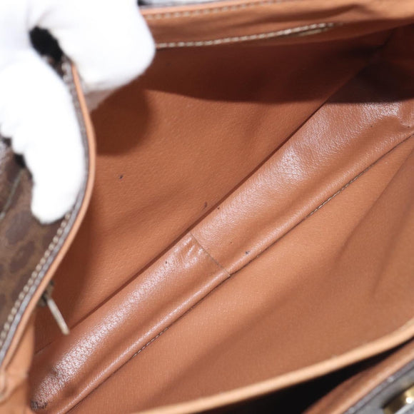 CELINE Macadam Canvas Hand Bag PVC Leather Brown Gold Auth 197642
