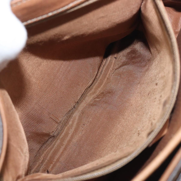 CELINE Macadam Canvas Hand Bag PVC Leather Brown Gold Auth 197642