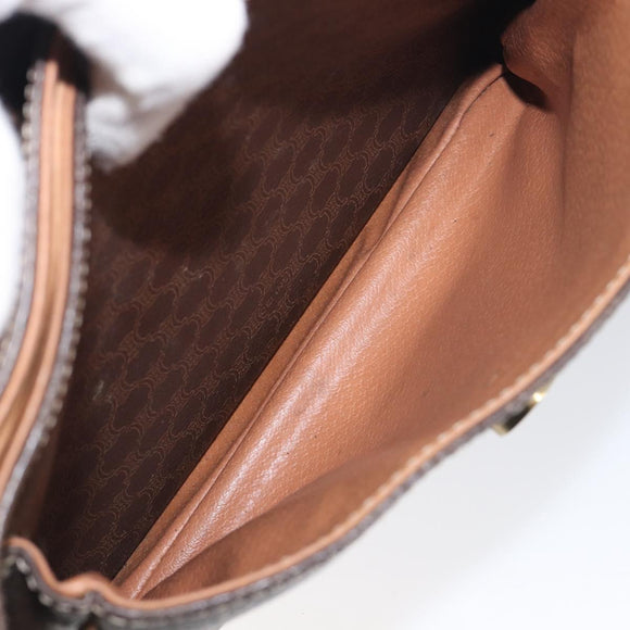 CELINE Macadam Canvas Hand Bag PVC Leather Brown Gold Auth 197642