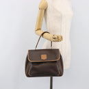 CELINE Macadam Canvas Hand Bag PVC Leather Brown Gold Auth 197642-28