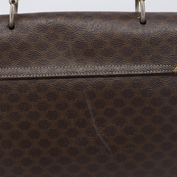 CELINE Macadam Canvas Hand Bag PVC Leather Brown Gold Auth 197642