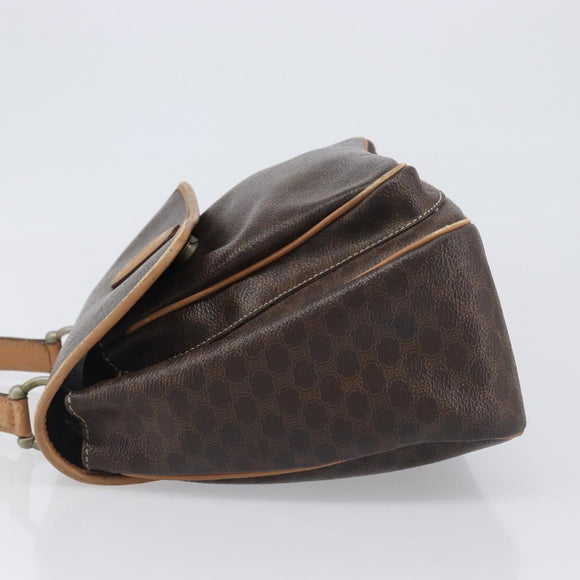 CELINE Macadam Canvas Hand Bag PVC Leather Brown Gold Auth 197642
