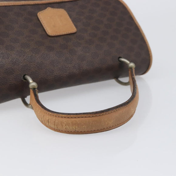 CELINE Macadam Canvas Hand Bag PVC Leather Brown Gold Auth 197642