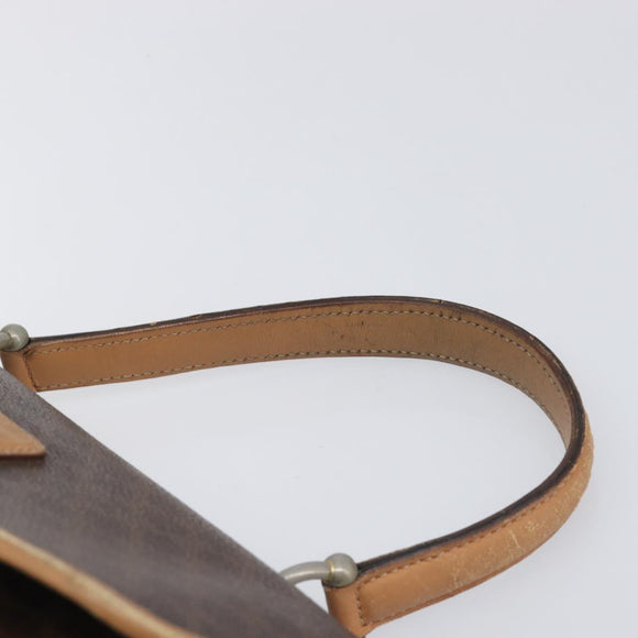 CELINE Macadam Canvas Hand Bag PVC Leather Brown Gold Auth 197642