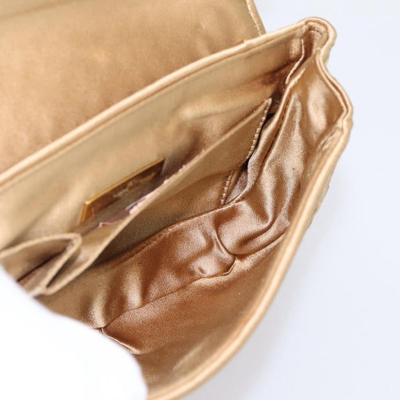 BOTTEGA VENETA INTRECCIATO Hand Bag Satin Gold Auth 197646