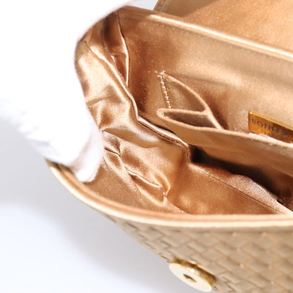 BOTTEGA VENETA INTRECCIATO Hand Bag Satin Gold Auth 197646