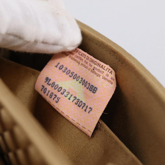 BOTTEGA VENETA INTRECCIATO Hand Bag Satin Gold Auth 197646