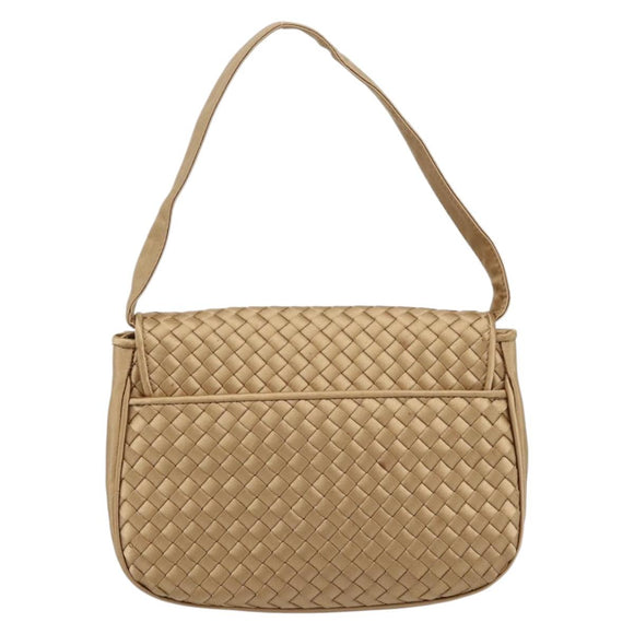 BOTTEGA VENETA INTRECCIATO Hand Bag Satin Gold Auth 197646