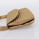 BOTTEGA VENETA INTRECCIATO Hand Bag Satin Gold Auth 197646-3