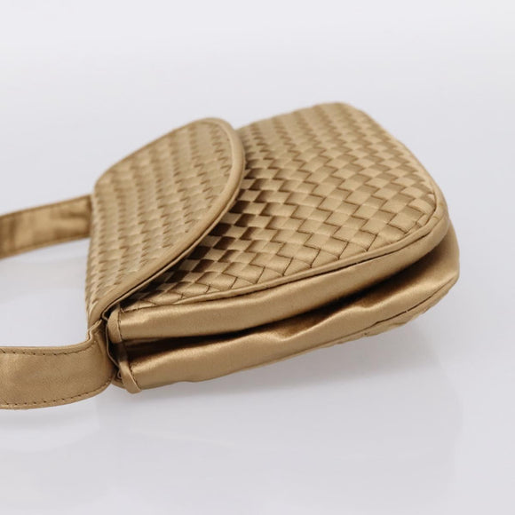BOTTEGA VENETA INTRECCIATO Hand Bag Satin Gold Auth 197646