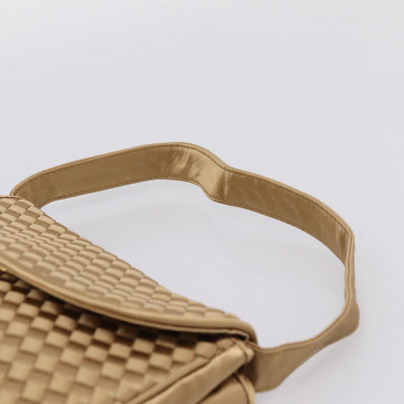 BOTTEGA VENETA INTRECCIATO Hand Bag Satin Gold Auth 197646