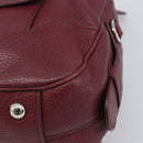 PRADA Hand Bag Leather Wine Red Silver Auth 197647A-9