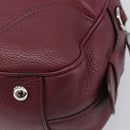 PRADA Hand Bag Leather Wine Red Silver Auth 197647A-15