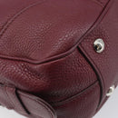 PRADA Hand Bag Leather Wine Red Silver Auth 197647A-16