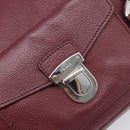PRADA Hand Bag Leather Wine Red Silver Auth 197647A-17