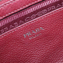 PRADA Hand Bag Leather Wine Red Silver Auth 197647A-19
