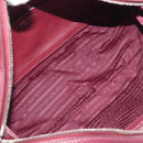 PRADA Hand Bag Leather Wine Red Silver Auth 197647A-11