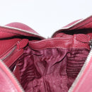 PRADA Hand Bag Leather Wine Red Silver Auth 197647A-20