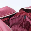 PRADA Hand Bag Leather Wine Red Silver Auth 197647A-21