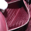 PRADA Hand Bag Leather Wine Red Silver Auth 197647A-23