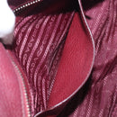 PRADA Hand Bag Leather Wine Red Silver Auth 197647A-24