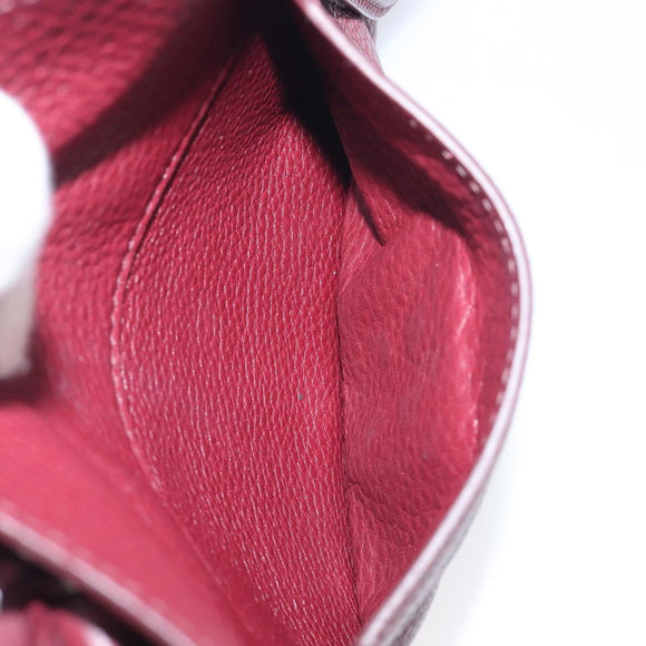 PRADA Hand Bag Leather Wine Red Silver Auth 197647A