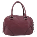 PRADA Hand Bag Leather Wine Red Silver Auth 197647A-2