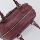 PRADA Hand Bag Leather Wine Red Silver Auth 197647A-6