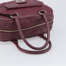 PRADA Hand Bag Leather Wine Red Silver Auth 197647A-7