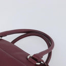 PRADA Hand Bag Leather Wine Red Silver Auth 197647A-8