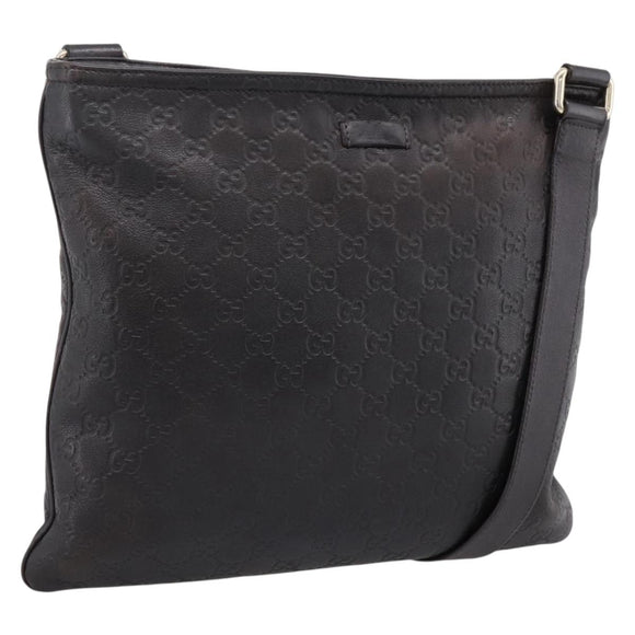 GUCCI GG Canvas Guccissima Shoulder Bag Leather Black Gold 201446 Auth 197649