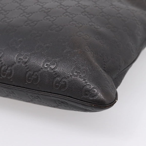 GUCCI GG Canvas Guccissima Shoulder Bag Leather Black Gold 201446 Auth 197649