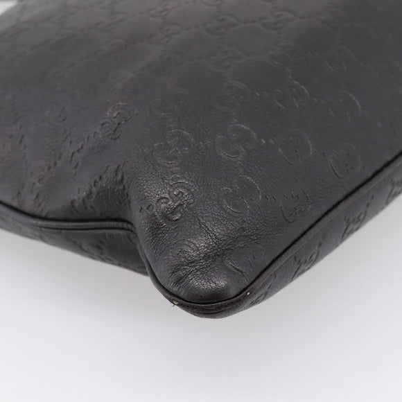 GUCCI GG Canvas Guccissima Shoulder Bag Leather Black Gold 201446 Auth 197649