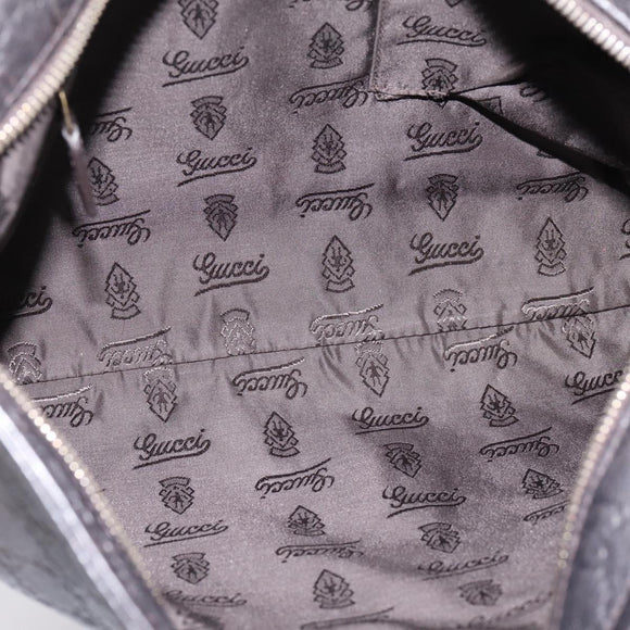 GUCCI GG Canvas Guccissima Shoulder Bag Leather Black Gold 201446 Auth 197649