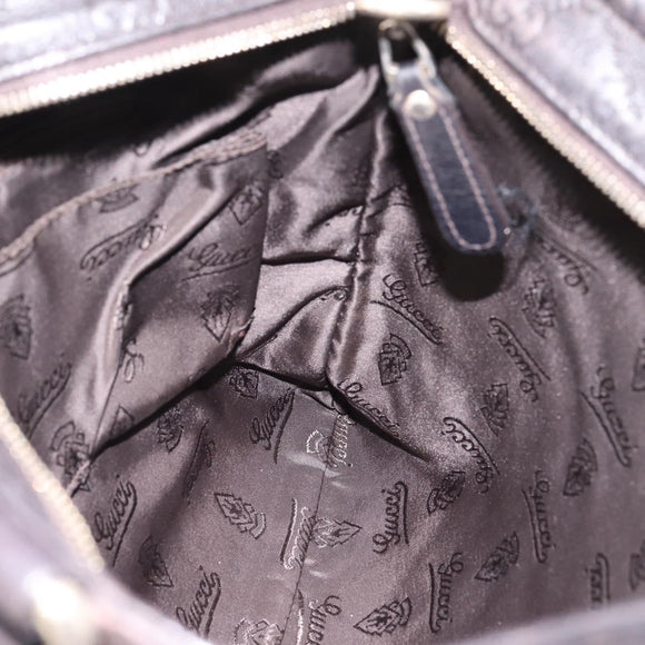 GUCCI GG Canvas Guccissima Shoulder Bag Leather Black Gold 201446 Auth 197649
