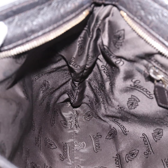GUCCI GG Canvas Guccissima Shoulder Bag Leather Black Gold 201446 Auth 197649